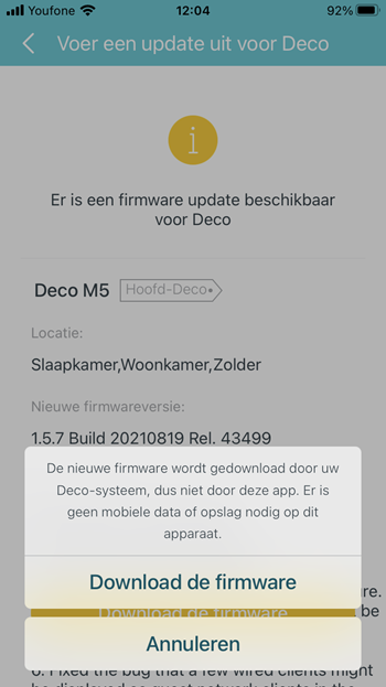 Update installeren op router